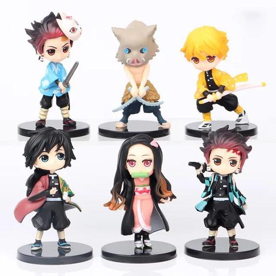 Imagem de Kit 6 Bonecos Action Figure Demon Slayer Kimetsu No Yaiba