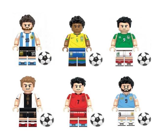 Imagem de Kit 6 bonecos jogadores futebol seleções copa do mundo blocos de montar