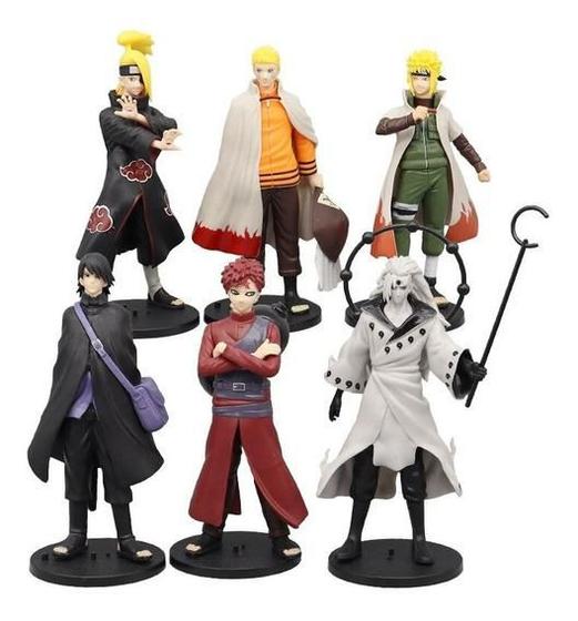 Kit 6 Bonecos Naruto Shippuden 17cm - Naruto Minato Madara Sasuke ...