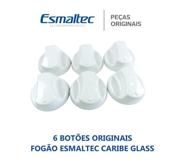 Imagem de Kit 6 botões brancos esmaltec caribe glass (modelo novo)