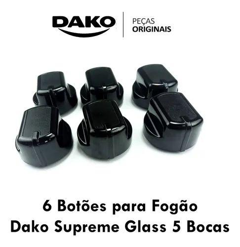 Kit 6 Botões Pretos Fogão Dako Supreme Glass 100% Original Menor preço em Kit 6 Botões Pretos Fogão Dako Supreme Glass 100% Original