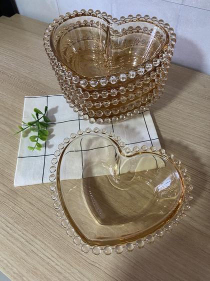 Imagem de Kit 6 Bowl em formato de coração pearl âmbar