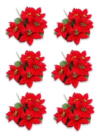 Kit 6 Buquês Flor De Natal Vermelha Bico De Papagaio 30 Cm - Rio Master -  Buquê de Flor - Magazine Luiza