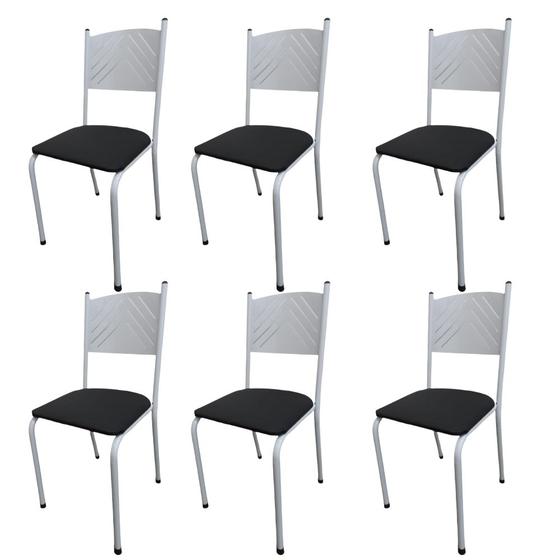 Imagem de Kit 6 Cadeira Branca para Cozinha Jantar com Assento Preto