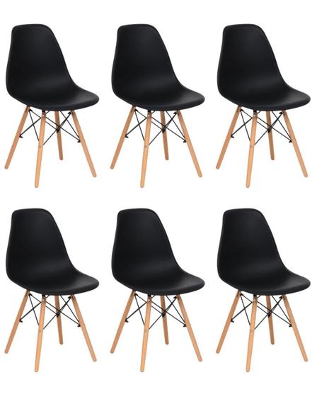 Imagem de Kit 6 Cadeira De Jantar Charles Eames Preta