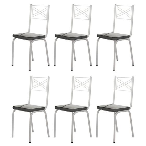 Imagem de Kit 6 Cadeiras 119 Europa Branco/Platina - Artefamol