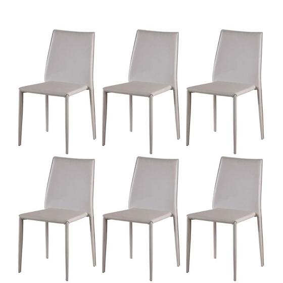 Imagem de Kit 6 Cadeiras Amanda Glam Rivatti Revestida em PVC Nude Estrutura Metal