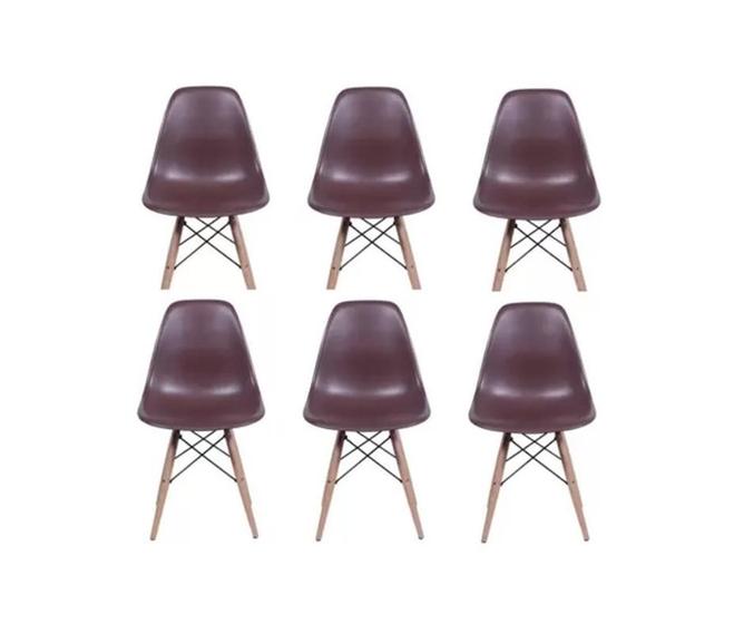 Imagem de Kit 6 Cadeiras Charles Eames Eiffel Café Base Madeira Sala Cozinha Jantar - BERING