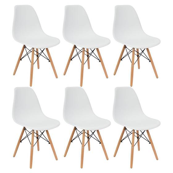 Imagem de Kit 6 Cadeiras Charles Eames Eiffel Wood Design Branca Preta Cinza Outras