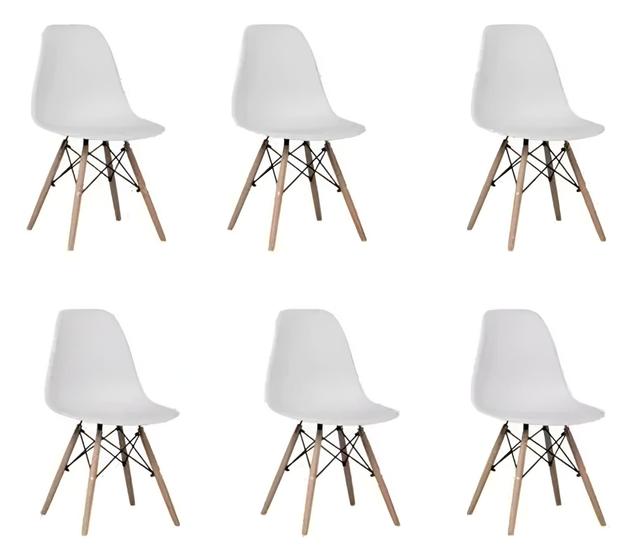 Imagem de Kit 6 Cadeiras Charles Eames Wood Design Eiffel Branco