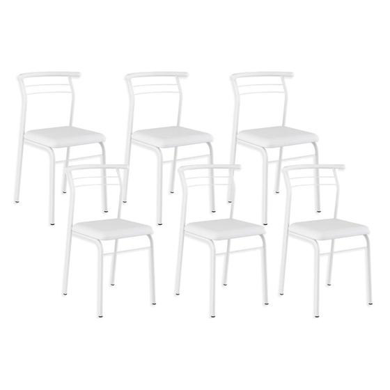 Imagem de Kit 6 Cadeiras de Cozinha 1708  6 Uni Branco/Courano Branco - Carraro