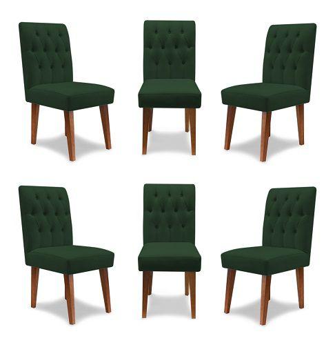 Imagem de Kit 6 Cadeiras De Jantar Decorativa Gabi Suede Verde
