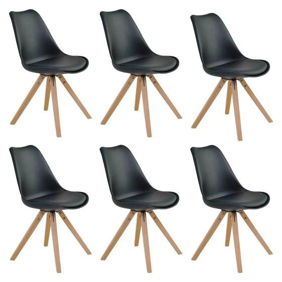 Imagem de Kit 6 Cadeiras De Jantar Design Saarinen Wood Base Madeira Lívia R02 Preto - Mpozenato