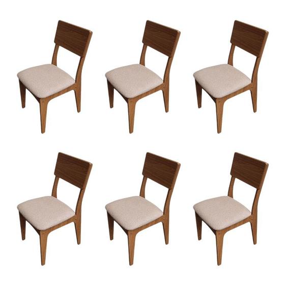 Imagem de Kit 6 Cadeiras de Jantar Estofada em Madeira Freijo/Cesare Escuro