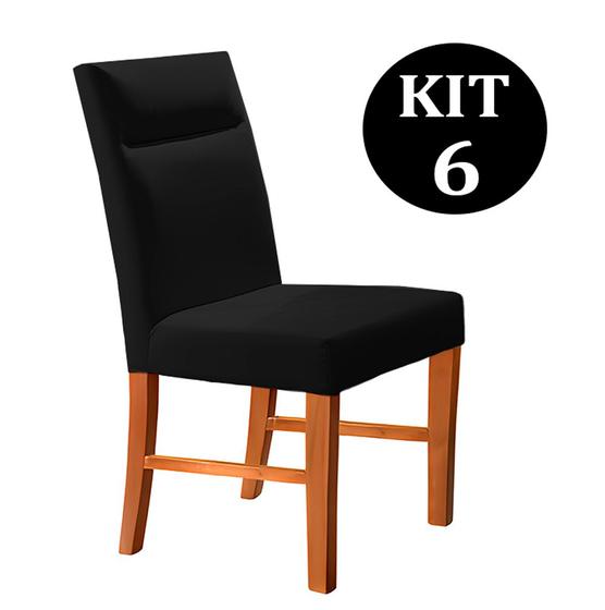 Imagem de Kit 6 Cadeiras de Jantar Estofada Preto em Veludo Yastik