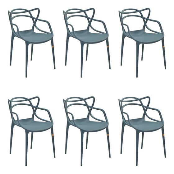 Imagem de Kit 6 Cadeiras Decorativas Sala e Cozinha Feliti (PP) Verde Petróleo G56 - Gran Belo