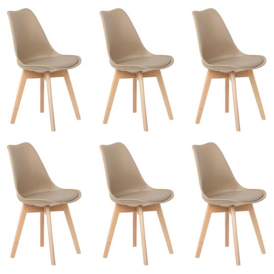 Imagem de Kit 6 Cadeiras Design Leda Eames Estofada Wood Fendi