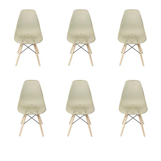 Imagem de Kit 6 Cadeiras Eames Design Colméia Eloisa Bege