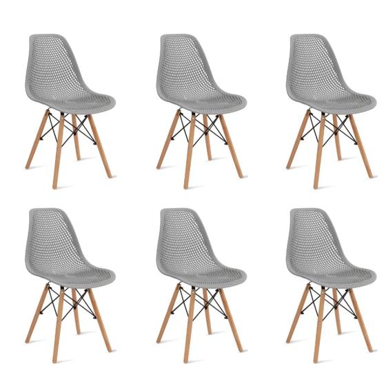 Imagem de Kit 6 Cadeiras Eames Design Colméia Eloisa Cinza