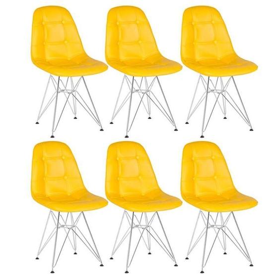 Imagem de Kit 6 Cadeiras Estofadas Charles Eames Eiffel Amarelo