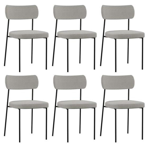 Imagem de Kit 6 Cadeiras Estofadas Milli Linho F02 Cinza - Mpozenato