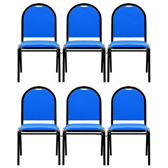 Imagem de Kit 6 Cadeiras Hoteleiras Auditório Empilhável Sintético M23 Azul - Mpozenato
