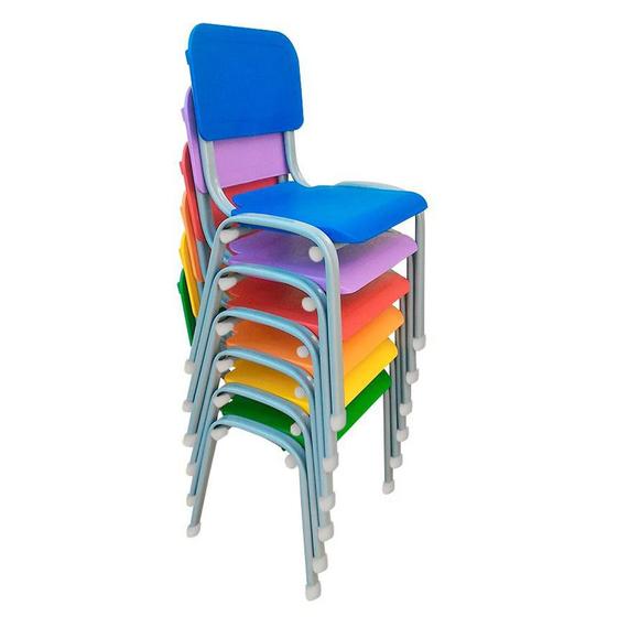 Imagem de Kit 6 Cadeiras  Infantil Polipropileno LG flex Reforçada Empilhável WP Kids Coloridas