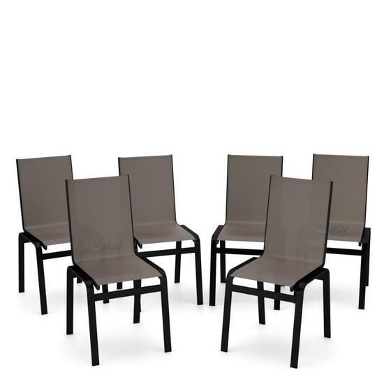 Imagem de Kit 6 Cadeiras Jantar Gourmet Alumínio Preto Tela Fendi