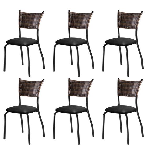 Imagem de Kit 6 Cadeiras para Cozinha Junco Sintético Md05 Mais Decor