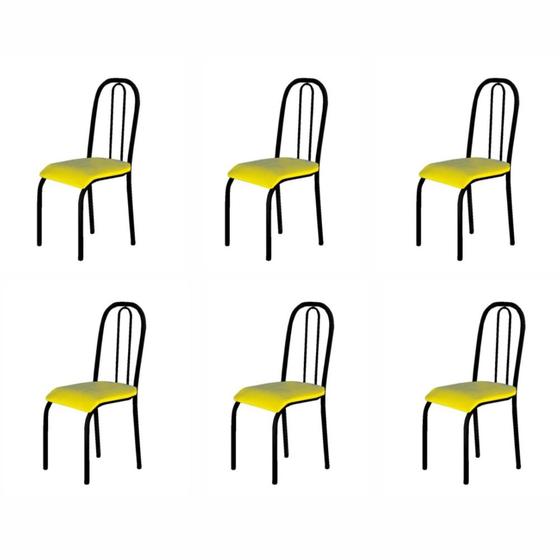 Imagem de Kit 6 Cadeiras Para Mesa De Jantar 104 Preto/Amarelo