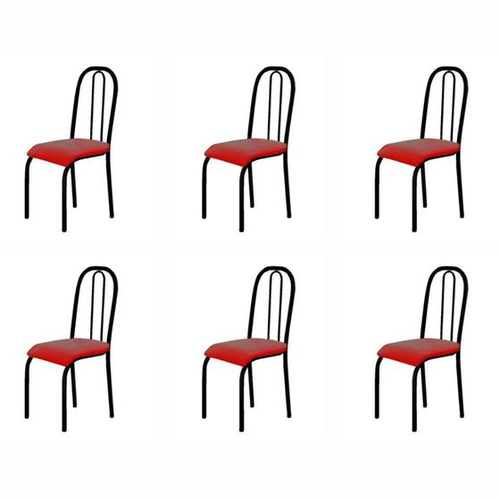 Imagem de Kit 6 Cadeiras Para Mesa De Jantar 104 Preto/Vermelho