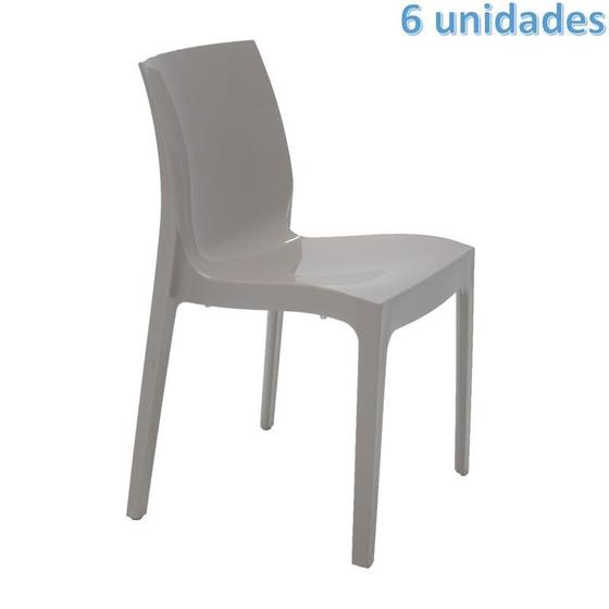 Imagem de Kit 6 cadeiras plastica monobloco alice camurca tramontina