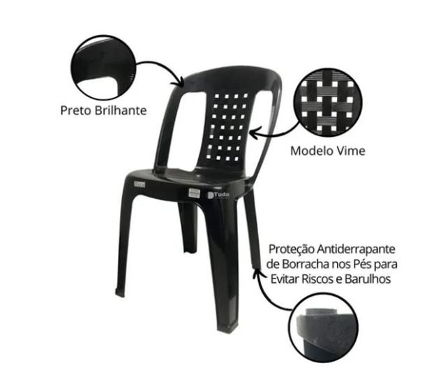 Kit 6 Cadeiras Plástica Preta Bistrô P/até 182kg Resistente Menor preço em Kit 6 Cadeiras Plástica Preta Bistrô P/até 182kg Resistente