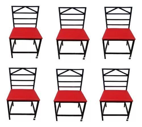 Imagem de Kit 6 Cadeiras Reforçada Para Cozinha Moderna Vermelho