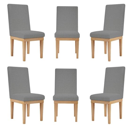 Imagem de KIT 6 Cadeiras Reforçadas para Mesa de Jantar Tecido Linho