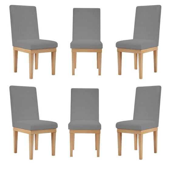 Imagem de Kit 6 Cadeiras Reforçadas Para Mesa De Jantar Tecido Linho