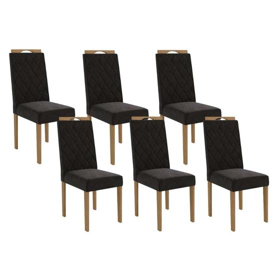 Imagem de Kit 6 Cadeiras Sala Jantar 2CAD152EA 6 Un Eucalipto/Suede Preto A038 - Kappesberg