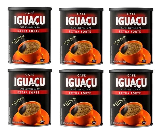 Imagem de Kit 6 Café Iguaçu Extra Forte Em Pó Solúvel Cremoso - 200G