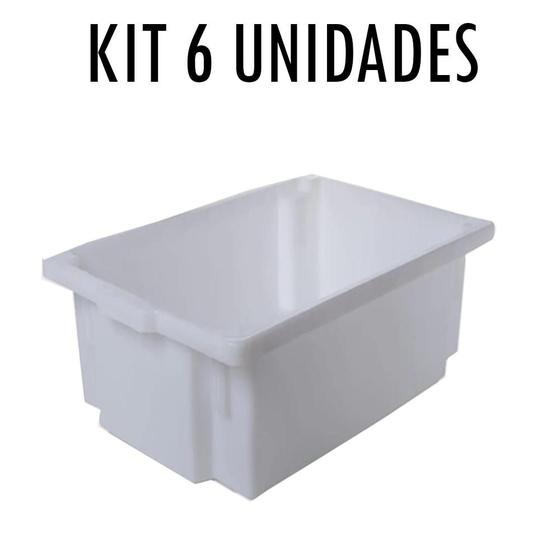 Imagem de Kit 6 Caixas Organizadora Plástica Empilhável 15,5 Litros