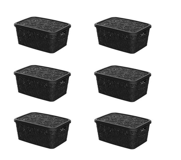 Kit 6 Caixas Organizadoras Com Tampa Renda Floral 2,2 Litros Uninjet Menor preço em Kit 6 Caixas Organizadoras Com Tampa Renda Floral 2,2 Litros Uninjet