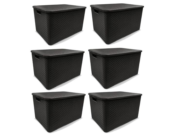 Kit 6 Caixas Organizadoras Rattan PRETA 40 Litros Arqplast Menor preço em Kit 6 Caixas Organizadoras Rattan PRETA 40 Litros Arqplast
