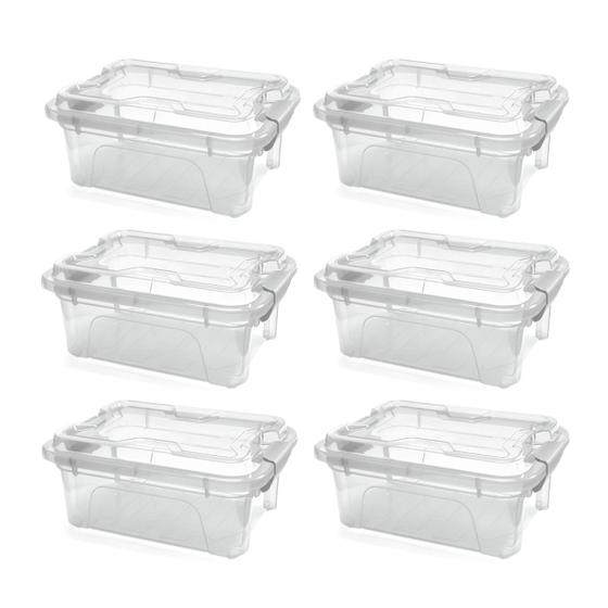 Imagem de Kit 6 Caixas Organizadoras Translucida 3 Litros Com Trava Usual - Usual Utilidades