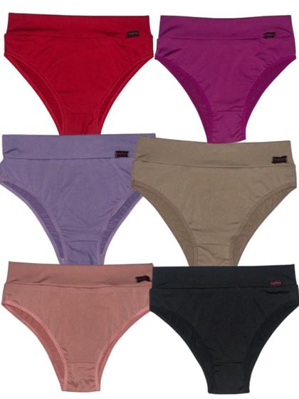Imagem de Kit 6 Calcinha Cintura Alta Feminina Conforto Lingerie Cós Alto Langerie Segura Barriga Moda Íntima