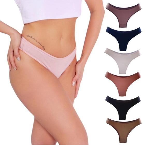 Imagem de Kit 6 Calcinhas de Algodão Lisa Casual Macia Confortavel