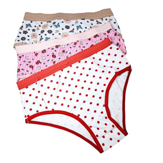 Imagem de Kit 6 Calcinhas De Senhora Estampada Calçola Com Cós Largo