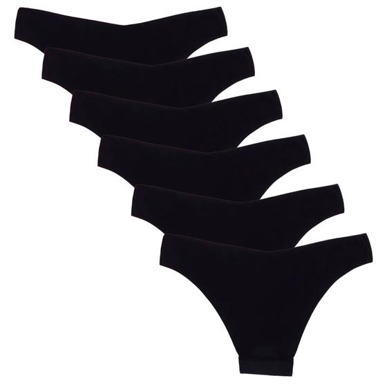Imagem de  Kit 6 Calcinhas Fio Dental Sem Costura Poliamida Huxter Preto