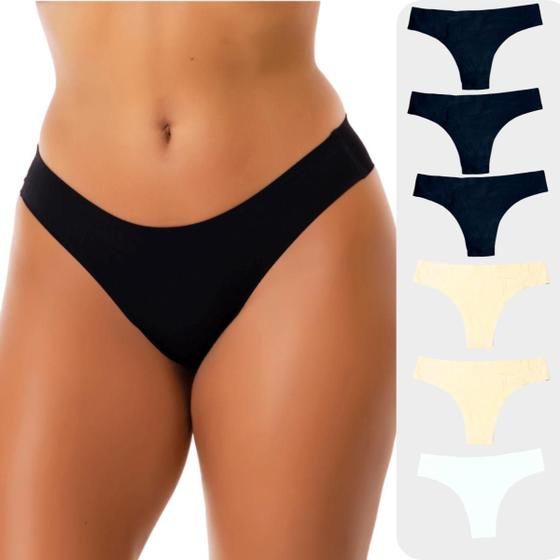 Imagem de Kit 6 Calcinhas Sem Costura Corte Laser Tanga