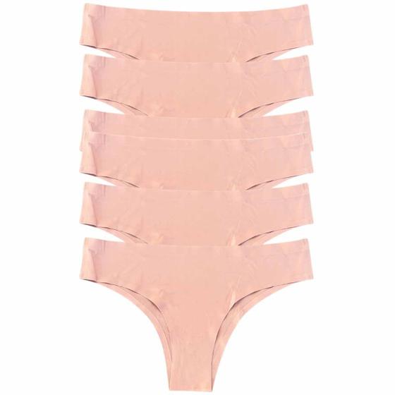 Imagem de Kit 6 Calcinhas Sem Costura Tanga Corte à Laser Confortável Sem Marcar