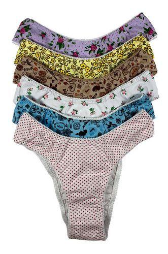 Imagem de Kit 6 Calcinhas Tanga Em Algodão Adulto Estampada PP