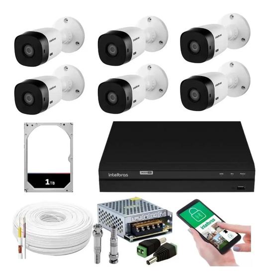 Imagem de Kit 6 Camera de Seguranca Intelbras Bullet 1120b Externa Dvr 8 canais multi hd 1tb